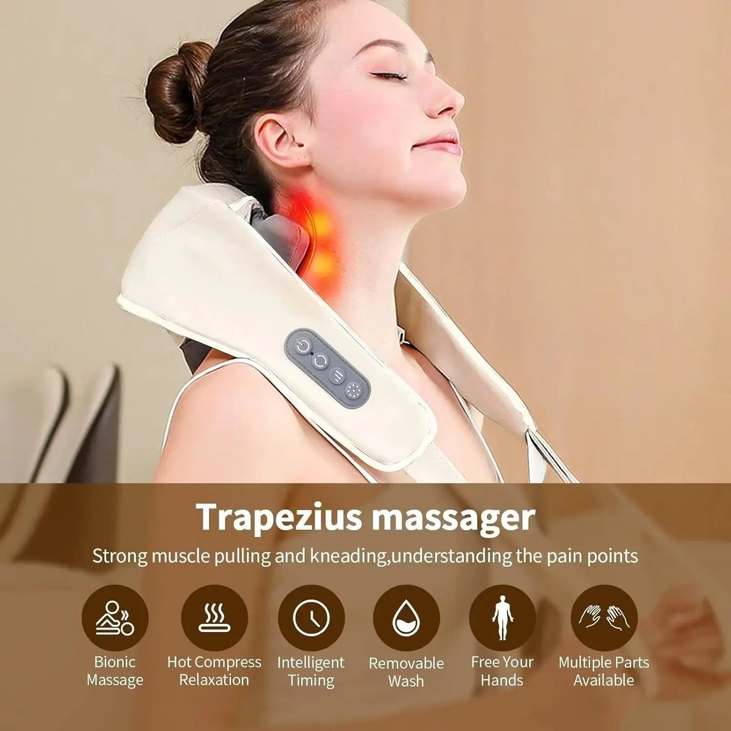 Neck Massager with Heat, Shoulder Massager, Shiatsu Neck and Back Massager, Muscle Pain Relief-Office, Home & Car